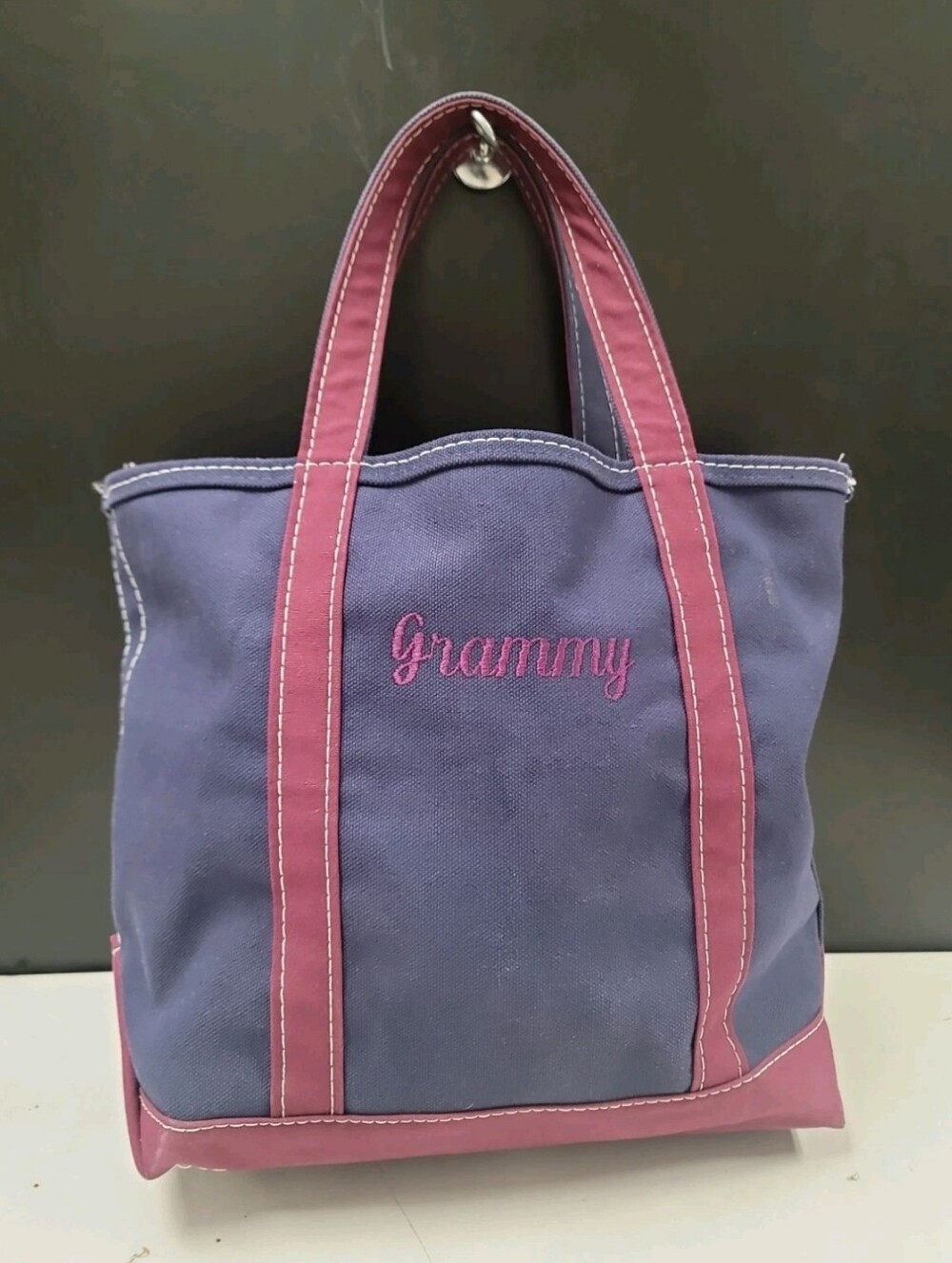 Rare!! Vintage LL BEAN Canvas BOAT AND TOTE Bag Medium Purple Blue